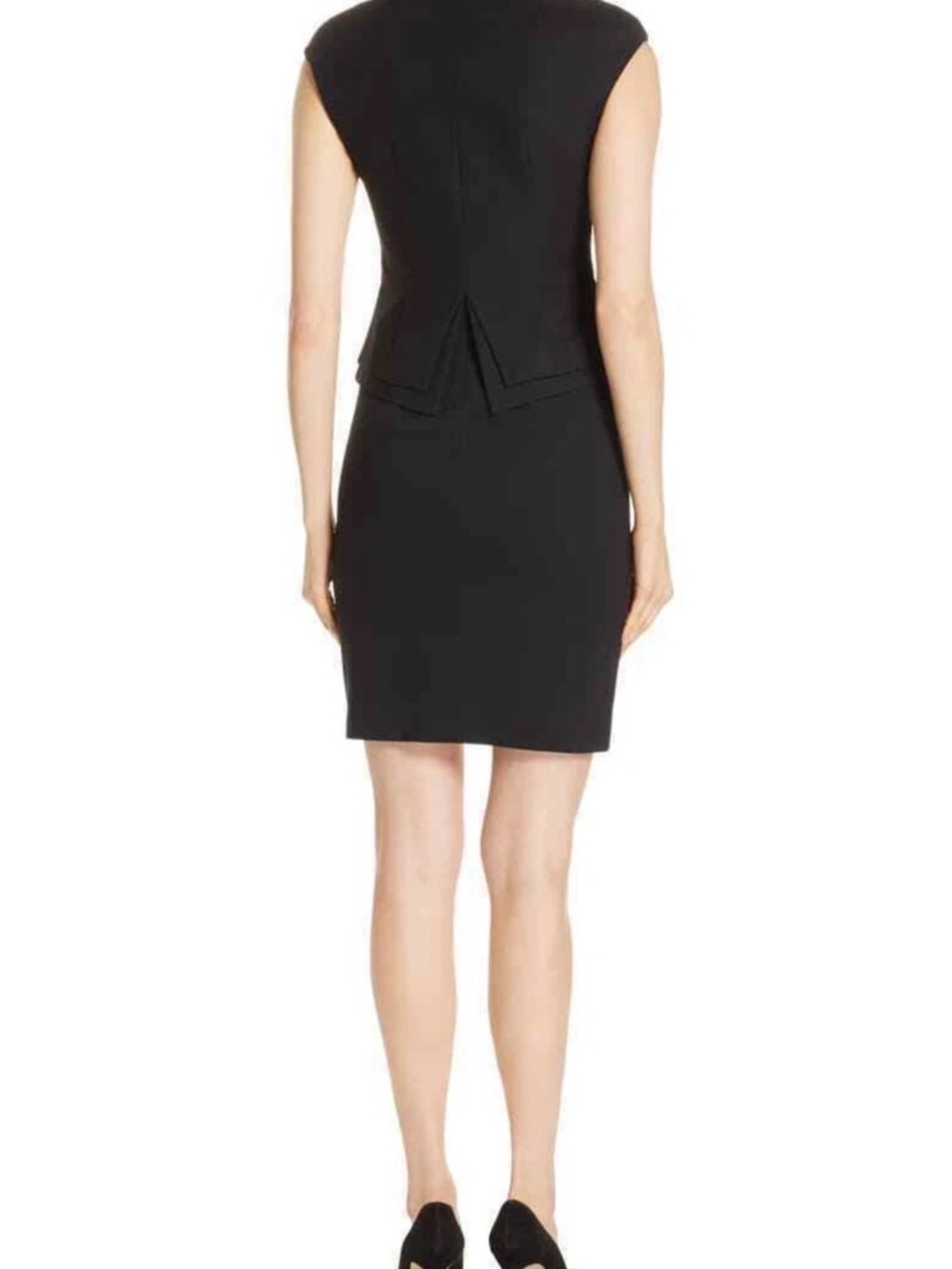 Ted Baker Kwyli Sculptural Peplum Zip Front Midi Dress Black Size 1 / US 4 LBD - Picture 4 of 12